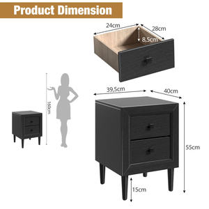 DB Modern Luxury Retro <b>Bedside</b> Nightstand with 2 <b>Drawers</b> Solid Wood Industrial Style Assembled for Apartment Use - Product Image 3