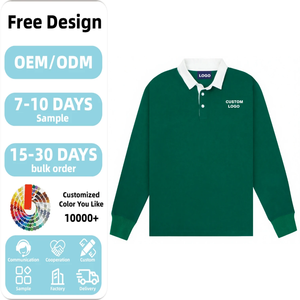 Camiseta Retro de <span class=keywords><strong>Rugby</strong></span> para Hombre, Tejida a Rayas, Transpirable, de Manga Larga, con Cuello, Bordado Personalizado, Ropa Deportiva de Alta Calidad - Product Image 1