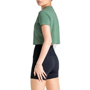 T-shirt de sport pour femmes, haut court, avec impression de transfert de chaleur, Logo imprimé, Yoga, offre spéciale - Product Image 3
