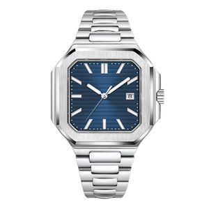 Reloj de Cuarzo Octagonal para Hombre, Correa de Acero Inoxidable de 20 mm, Cristal de Zafiro, Visualización de Fecha Luminosa, Resistente al Agua, Lujoso y Ejecutivo - Product Image 1