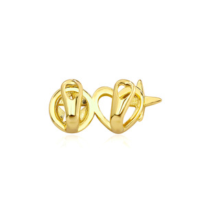 Grillz dentaire préfabriqué en laiton plaqué or 18 carats, style Hip Hop, argenté, 2 dents en forme d'étoile et de cœur - Product Image 5