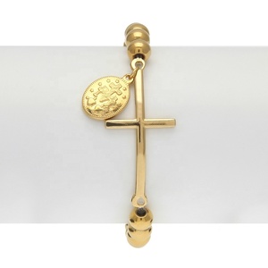 In Acciaio Inox Oro 8 millimetri <span class=keywords><strong>Rosario</strong></span> <span class=keywords><strong>Catena</strong></span> Degli Uomini Delle Donne del Braccialetto della Traversa con la Vergine Maria Del Pendente del Regalo di Modo - Product Image 5