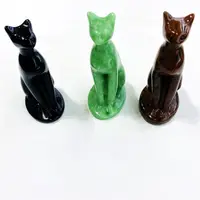 Toptan doğal kristal oyma mısır kedi siyah kırmızı obsidyen yeşil aventurin oyma hayvanlar için hediyeler