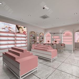 Vetrine espositive in smalto cotto personalizzate di alta gamma, Armadi alti con piattaforma elevata per negozi di nail art e vetrine espositive - Product Image 2