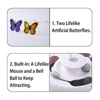 Jouet interactif 3-en-1 pour chat, plateau tournant double couche avec boule, souris à ressort, papillon et clochette, en plastique PC, vente en gros