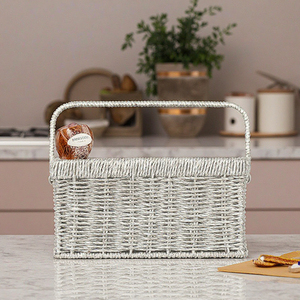 Panier de rangement en bambou en plastique tissé décoratif Portable avec poignée pour les pique-niques activités de plein air conception en osier de corde de <span class=keywords><strong>papier</strong></span> - Product Image 3