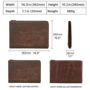 En stock, sacoche pour <span class=keywords><strong>ordinateur</strong></span> portable en cuir véritable rétro de 14 <span class=keywords><strong>pouces</strong></span>, sacoche pour <span class=keywords><strong>homme</strong></span> de couleur café brun, grande capacité pour Mac Pro M1 - Product Image 2