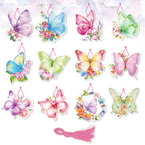 Guirlandes suspendues en papier arc-en-ciel avec papillons, décorations pour mariage, fête à domicile, anniversaire, bannière décorative avec papillons - Product Image 6