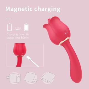 2-in-1 Rose Tongue <b>Vibrator</b> with 9 Frequencies IPX7 Waterproof & USB Charging-G-Spot Clitoral Stimulator for Female Masturbation - Product Image 2