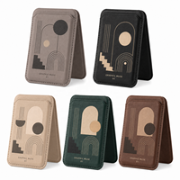 Dompet Kulit PU Kustom dengan Kantong Kartu Magnetik, Aksesoris Ponsel Universal untuk iPhone, Tempat Kartu Kredit