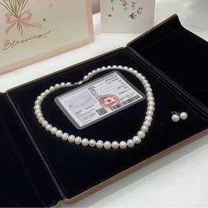 Ensemble de bijoux de mode pour la fête des mères et la fête des femmes 2025, perles d'eau douce sans noyau de 8 à 9 mm, collier et boucles d'oreilles en argent S925, cadeau - Product Image 1