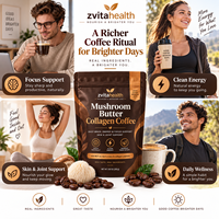 Poudre de café instantané Keto aux champignons Marque Blanche avec Crinière de lion et Reishi pour l'énergie et la concentration des adultes