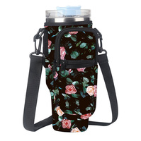 Sac de transport pour bouteille d'eau OEM en gros avec bandoulière en néoprène, sac de transport pour bouteille d'eau de 40 oz avec poche pour téléphone