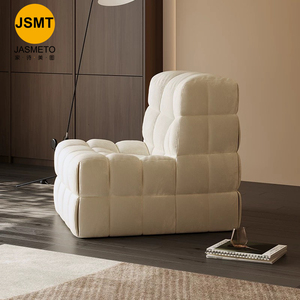 Sillón de Tela Minimalista en Forma de Cubo, Resistente a las Manchas, Fácil de Cuidar, Asiento Individual Moderno para Sala de Estar/Dormitorio - Product Image 2