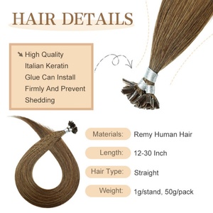 FH Wholesale Russian Hair Extensions #4 Light Color <b>U</b> Tip <b>Nail</b> <b>U</b> Tip Keratin Hair Extension 100% Human Hair - Product Image 2