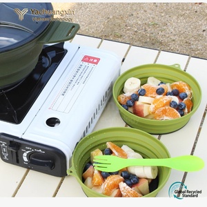 Portable Outdoor Cookware <b>Set</b> 2-Piece Green PP Bowls with Fork for Camping Cooking All Seasons - Product Image 4