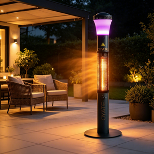 Chauffe-<span class=keywords><strong>terrasse</strong></span> infrarouge extérieur, chauffage <span class=keywords><strong>électrique</strong></span> sur pied 1500W avec haut-parleur Bluetooth et lumière RGB pour jardin et <span class=keywords><strong>terrasse</strong></span> - Product Image 1