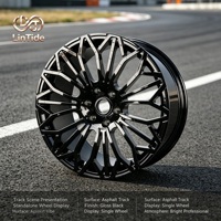Rines de Aleación Negros Brillantes Forjados de Alto Rendimiento, Diseño de 5 Birlos con Malla Compleja, Aptos para Autos de Carreras, Sedanes y SUVs