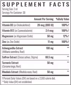 Gocce di Estratto di Zafferano Liposomiale OEM, Liquido Orale con Ashwagandha, Curcuma, Magnesio e Zinco per Uomini e Donne, Non Adatto a Donne in Gravidanza - Product Image 2