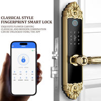 Serrure de porte d'entrée en cuivre bronze rouge avec code d'accès par empreinte digitale, déverrouillage à distance Wi-Fi TTlock TUYA, accès par carte, serrure électrique pour maison et hôtel