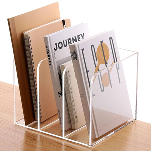 Rõ ràng Acrylic chủ tập tin Máy tính để bàn tổ chức multisection tài liệu Rack cho văn phòng bàn giấy thư mục và Tạp Chí Lưu trữ hiển thị - Product Image 6