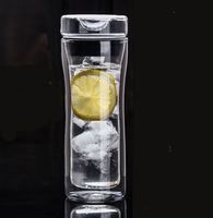 Mug de voyage portable de qualité supérieure, 400 ml, en verre borosilicate transparent, design moderne, sans BPA, résistant à la chaleur, à double paroi, compatible lave-vaisselle