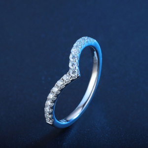 Anster Wholesale S925 Moissanite Simple Design <strong>Ring</strong> V Shape <strong>Guard</strong> <strong>Ring</strong> Customized Accept - Product Image 3