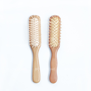 Fábricas en China logotipo personalizado alfileres de madera de bambú respetuosos con el medio ambiente masaje cuero cabelludo Natural Bio Vegan paleta desenredante cepillo de pelo de madera - Product Image 4