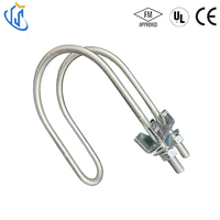 Collier de serrage latéral UTT13 en acier au carbone homologué CE FM, pour tuyaux galvanisés de 1 à 8 pouces, avec boulon en U, pour installations antisismiques