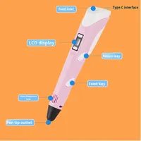 BJQ OEM - Bolígrafo de Impresión 3D, Bolígrafo de Dibujo 3D, Juguete para Niños, Juego de Bolígrafos 3D con Bolsa de Almacenamiento, Juguetes Educativos Hechos a Mano para Niños