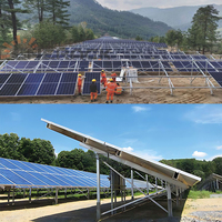 Structure de montage au sol solaire robuste pour panneaux photovoltaïques, système de support en acier pour projets solaires à grande échelle