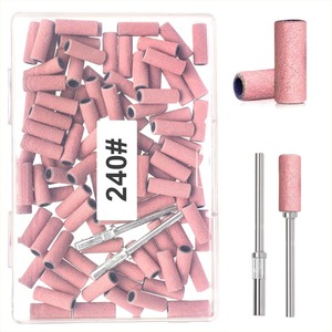 100pcs Zebra Nail Sanding Bands 80 150 180 240 Grit Emery Drill Bit Sleeves for Manicure <b>E</b> <b>File</b> - Product Image 6
