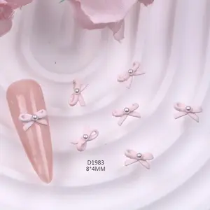 TSZS Venta al por mayor Pink Bow Star Heart Nail Art Nail Decoración Suministros Cute Kawaii Multi-Shape Flower Ribbon Nail Charms