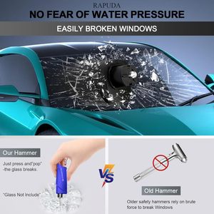 RAPUDA Kit 3-in-1 Mini Rompivetro, Set da 3 Pezzi, Strumento di Fuga per Auto, Rompivetro e Taglierino per Cintura di Sicurezza, Portachiavi, Attrezzi di Emergenza per Auto - Product Image 6