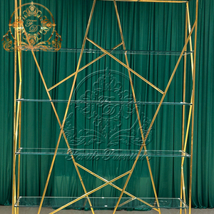 Hotel Wedding mobili oro acciaio inossidabile telaio su misura strato decorativo espositore vino - Product Image 3