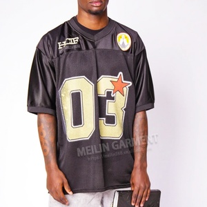Custom High Quality Mesh Sport Jersey <b>Tshirt</b> Manufacturer Oversized <b>Baseball</b> Print V-neck Football T-shirts - Product Image 3