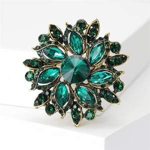 Broche Floral <span class=keywords><strong>de</strong></span> Lujo Vintage al por Mayor, <span class=keywords><strong>de</strong></span> Aleación con Pedrería Multicorte, Estilo Corte, para Banquete y Boda, Joyería para Mujer - Product Image 3