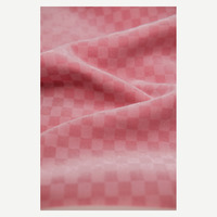 Tissu en velours doux en polyester tricoté chaîne, motif dévoré à carreaux, résistant à l'abrasion, poids moyen 260 GSM, pour vêtements
