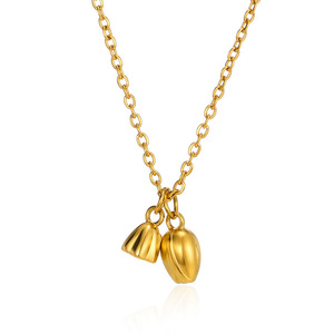 Meetyoo collana pendente rettangolare in acciaio inox alla moda per donne bambini romantiche stile semi di senape collana in resina d'oro - Product Image 6