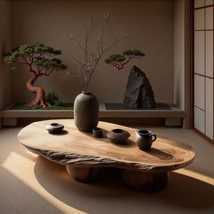 <span class=keywords><strong>Table</strong></span> <span class=keywords><strong>basse</strong></span> ronde moderne et portable pour salon avec rangement, étagère ouverte à 2 niveaux, meuble en bois pour chambre, bureau, appartement - Product Image 4