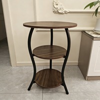 Table d'appoint moderne en bois à 3 niveaux avec coins arrondis, petite table basse, support pour plantes, étagère de rangement, meuble pour salle à manger, chambre et maison