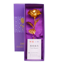 Cadeau de saint-valentin plaqué or 24K, fleur de Rose dorée, cadeau de vacances, décoration de fête de mariage avec boîte de détail