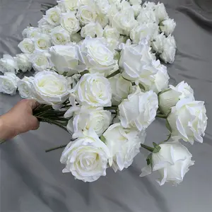 YOPIN-150 оптовая продажа китайских искусственных центральным белого цвета с цветочным принтом розы цветок белой розы без листьев цветок