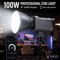 Luz de Video LED COB de 100W, 5600K Luz Diurna, CRI 96+, Montura Bowens, Control por Aplicación, Iluminación Continua para Fotografía de Estudio