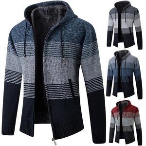 Cardigan Invernale da Uomo in Pile Spesso e Caldo, Felpa con Cappuccio Classica a Maniche Lunghe, Maglione Lavorato a Maglia, Giacca - Product Image 3