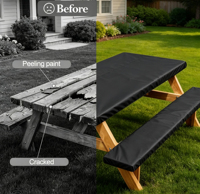 Housse de table de pique-nique extensible imperméable en tissu Oxford K-Shield, pour banc, camping en plein air, patio, meubles rectangulaires ajustés