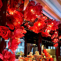 Q-284 Roses artificielles géantes personnalisées, coquelicots rouges, fleurs de simulation pour la décoration de plafond intérieur, arrangement floral