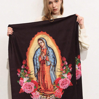 Accessoire de Mode Décontracté Toutes Saisons Écharpe Châle en Pashmina Imprimé Motif Vierge Marie, Chaud pour la Prière