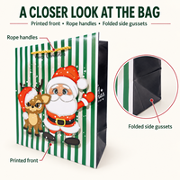 Sacs en papier de Noël personnalisés avec logo imprimé, sacs cadeaux en carton blanc avec poignées pour les achats de Noël et l'emballage de détail