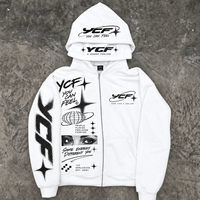 Sweat à capuche zippé personnalisé pour homme, imprimé graphique, en molleton, style streetwear, avec bonnet assorti, fabricant de vêtements OEM ODM